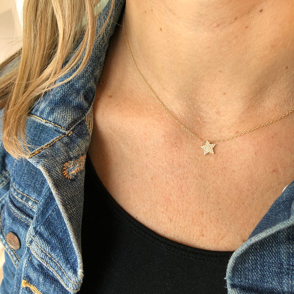 18k Star Studded Pendant Necklace - gold