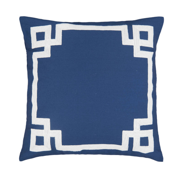 Greek Key Navy Embroidered 20 x 20 Pillow - set of 2