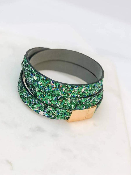 Glitter Magnetic Wrap Bracelet - Green