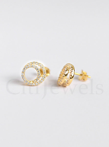18k Gold double hoops