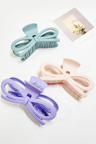 Funteze - Ribbon Shape Matte Color Hair Claw Clip
