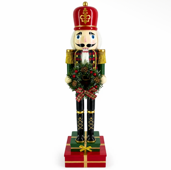 20” Oversized Christmas Nutcracker with Wreath