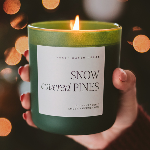 Sweet Water Decor - Snow Covered Pines 15 oz Soy Candle, Matte Jar