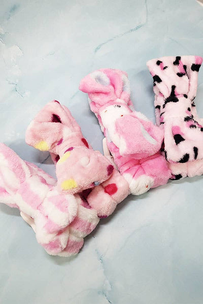 Funteze - Mix Pink Pattern Bow Spa Headband