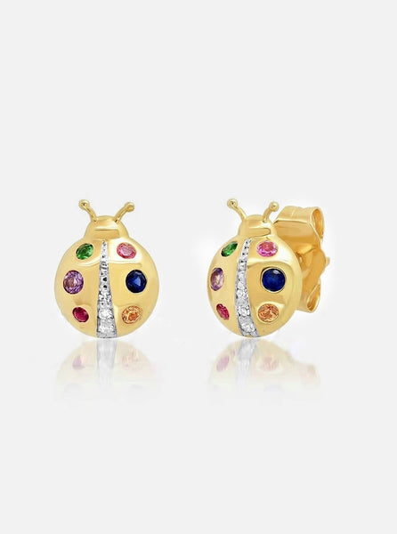 Ladybug 925 gold Multi-color Studs