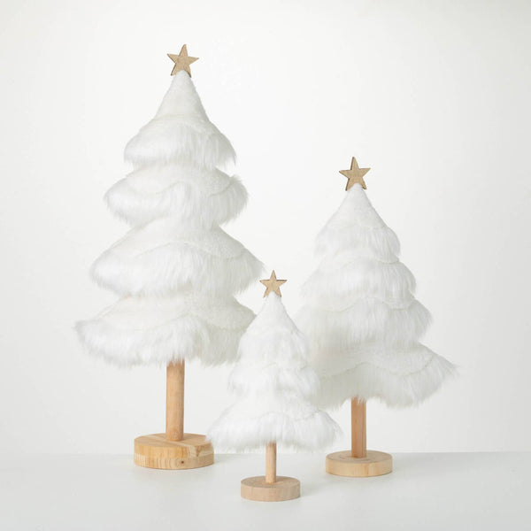 FAUX FUR TABLETOP TREE SET 3