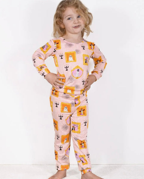 Kid's Gilded Ghouls Long Sleeve Pajamas Light Pink/Multi Set of
2 piece