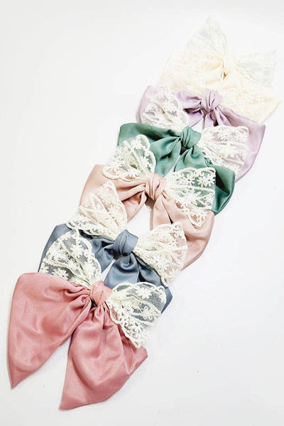 Funteze - Lace and Shimmer Fabric Hair Bow