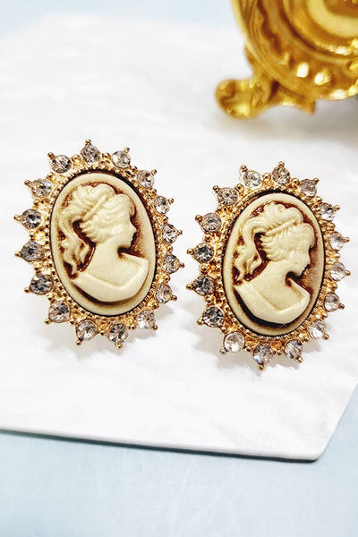 Funteze - Cameo Stud Earrings