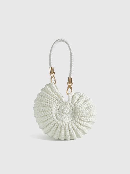 Hand-Crocheted Conch Shell Bag: Cream