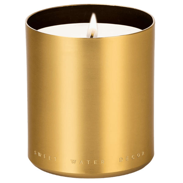 Warm and Cozy Soy Candle - Gold Metal Aluminum Jar - 10 oz