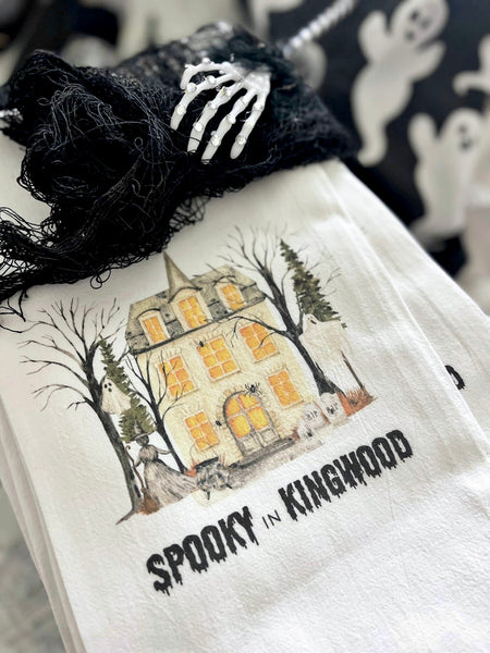 Spooky in Kingwood Tea Towel - white cotton