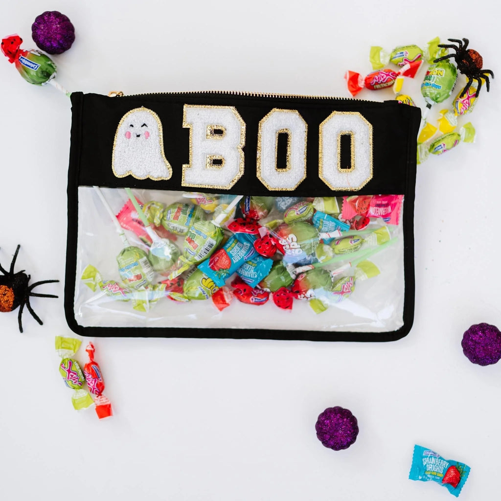 BOO Chenille Letter Clear Pouch