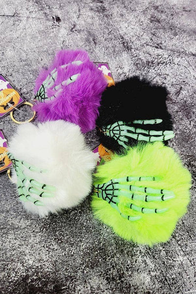 Funteze - Halloween Skeleton Hand Pom Pom Key Chain