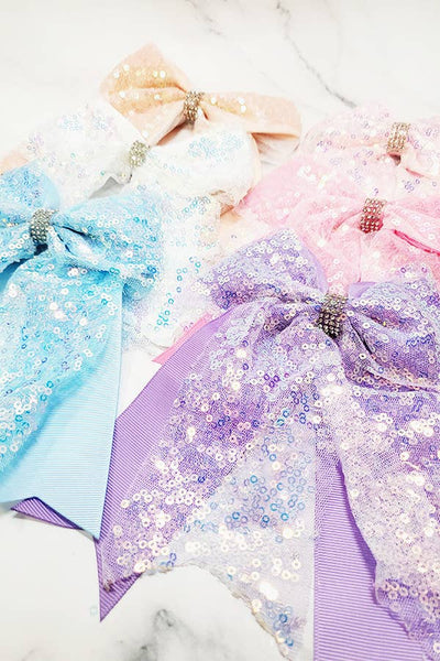 Funteze - Pastel Tone Sequin Hair Bow Clip