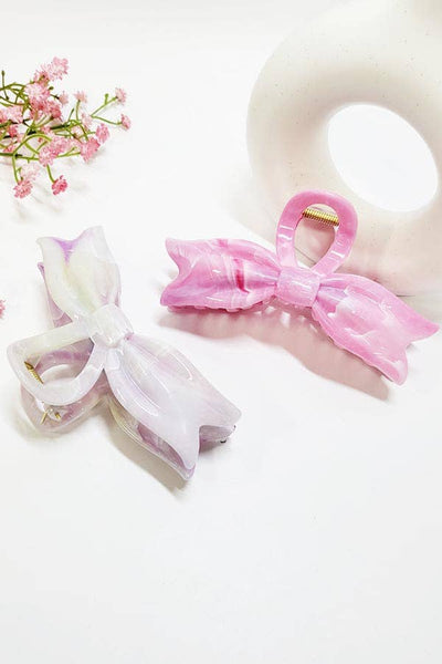 Funteze - Marble Color Bow Shaped Hair Claw Clip
