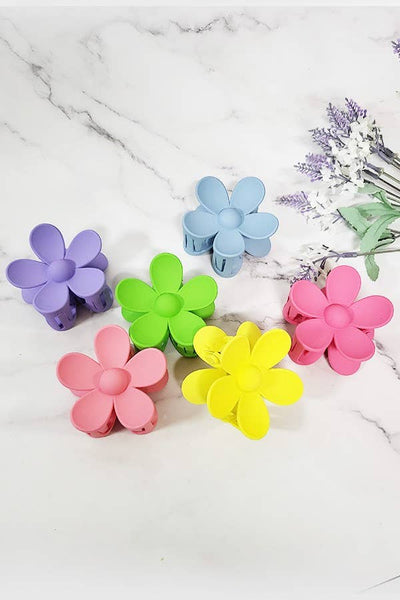 Funteze - Matte Color Daisy Flower Shape Hair Claw Clip