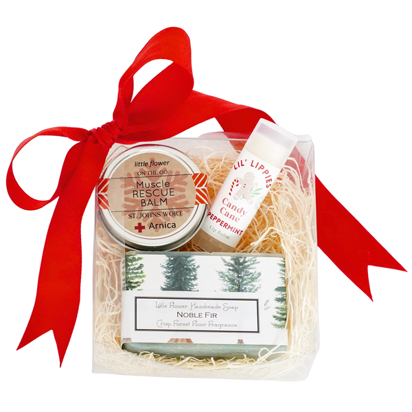 The Little Flower Soap Co - Holiday Small Spa Gift Set - Soap, Lip Balm, Rescue Balm