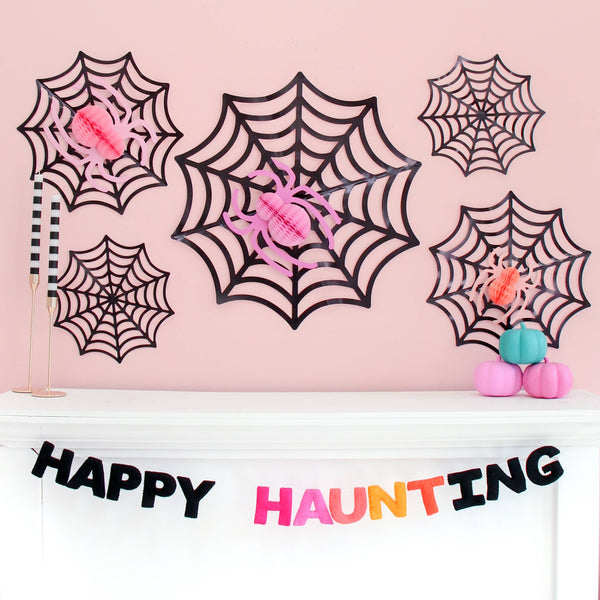 Honeycomb Paper Halloween Spiders and Webs