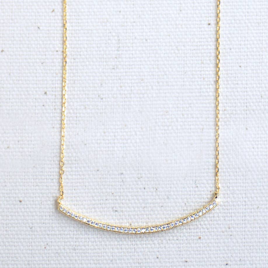18k gold plated 925 Silver CZ Bar Necklace