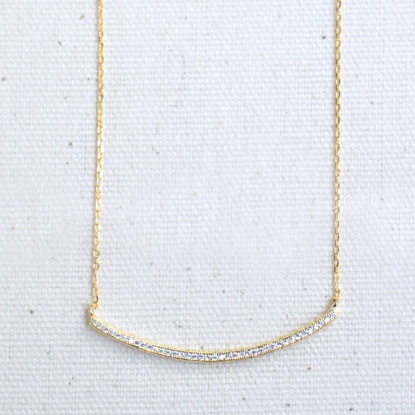 18k gold plated 925 Silver CZ Bar Necklace