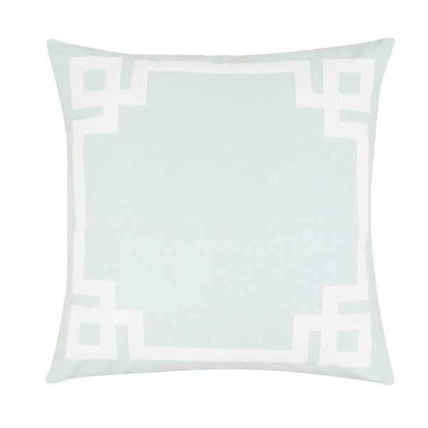 Greek Key Aqua Embroidered 20 x 20 Pillow -set of 2