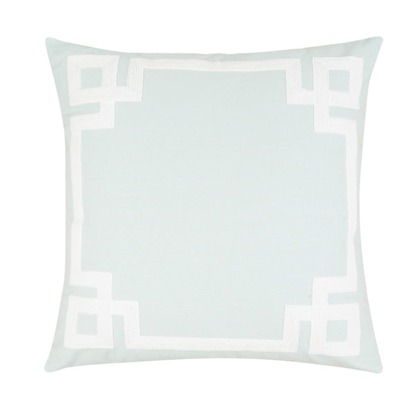 Greek Key Aqua Embroidered 20 x 20 Pillow -set of 2
