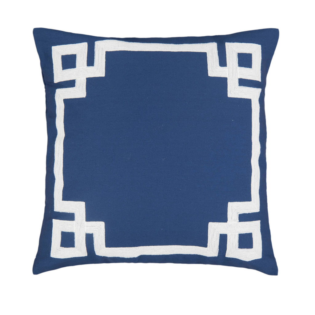Greek Key Navy Embroidered 20 x 20 Pillow