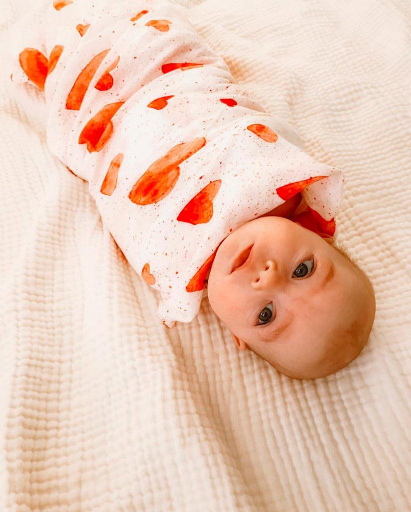 Bamboo Cotton Heart Swaddle Baby Blanket