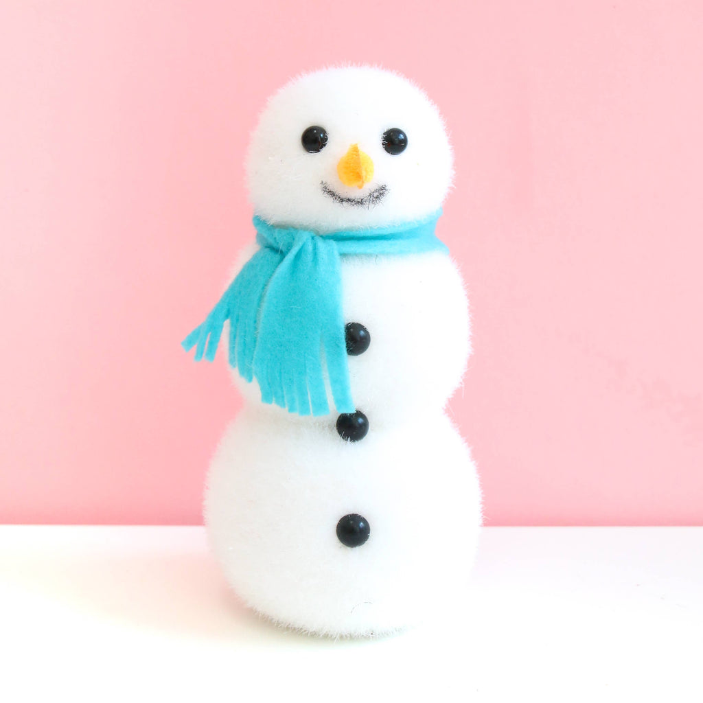 Flocked Snowman Decorations 8” - turquoise