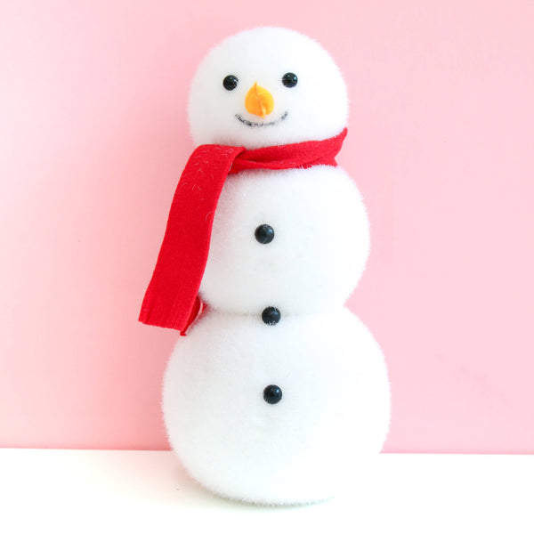 Flocked Snowman Decorations 12” - red
