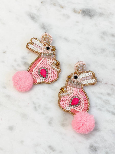 Easter Bunny Seed Bead Statement Earrings