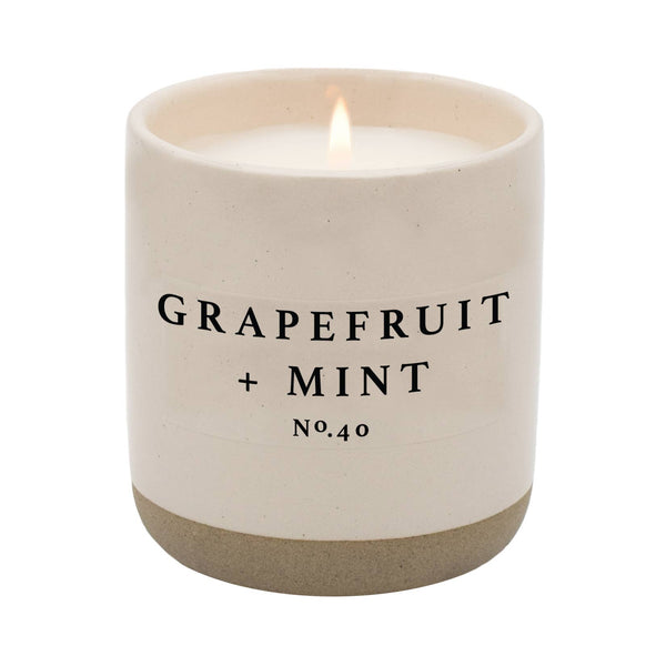 Grapefruit + Mint Soy Candle | Stoneware Candle Jar
