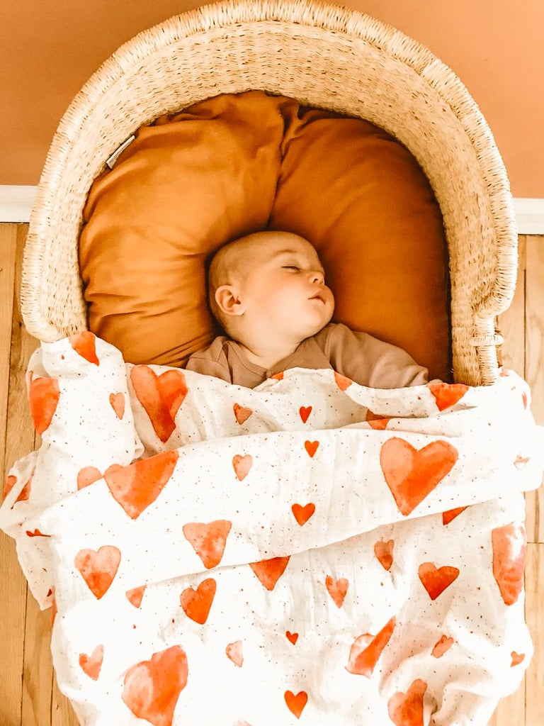 Bamboo Cotton Heart Swaddle Baby Blanket