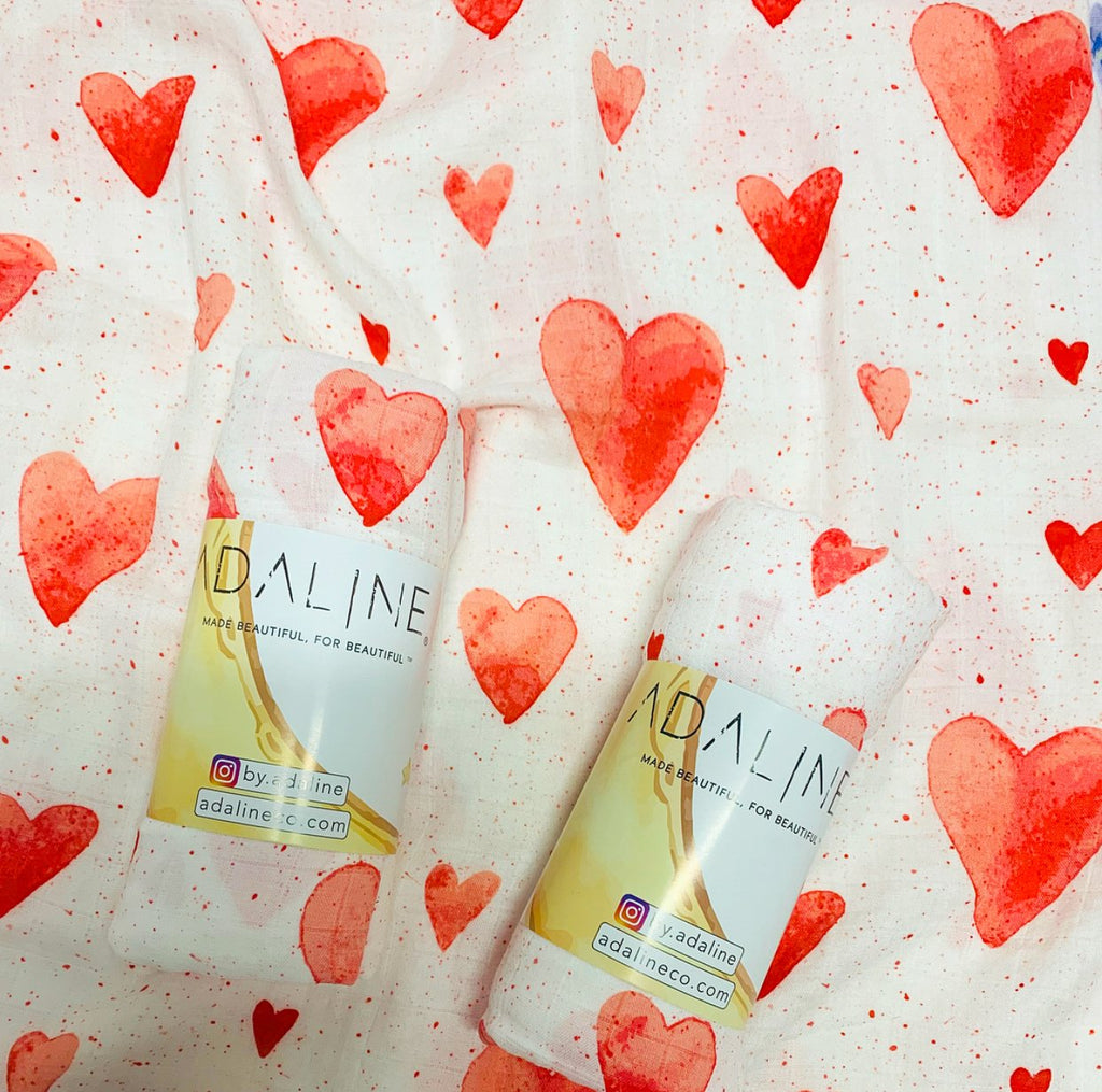 Bamboo Cotton Heart Swaddle Baby Blanket