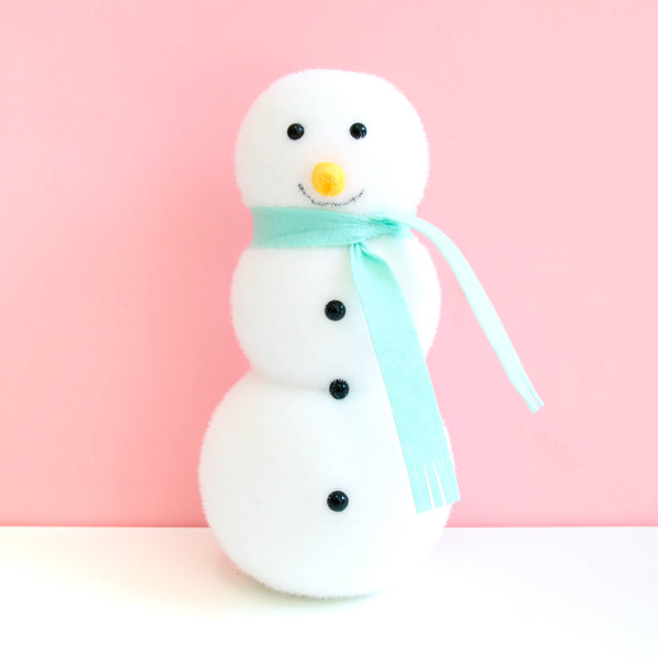 Flocked Snowman Decorations 12” - mint