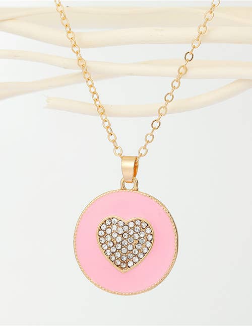 Pavé Circle Heart Pendant Necklace