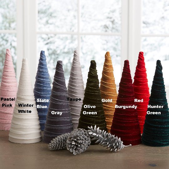 Velvet trees (set of 3) in Emerald