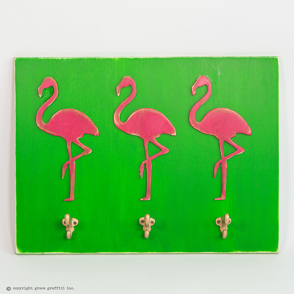 Flamingo Wall Art with Hooks