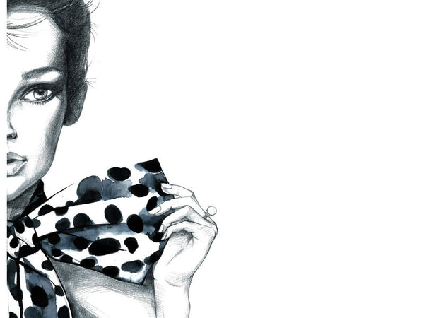 Polka Dot Girl Art Print 8x10
