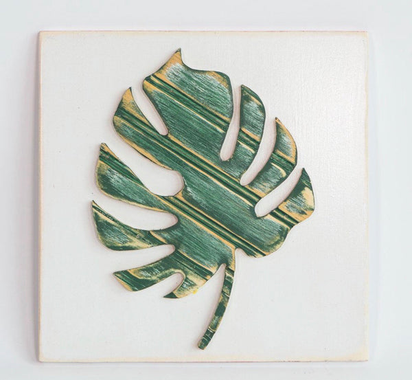 Monstera Palm Leaf wooden wall art
