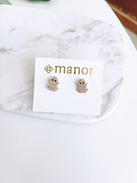 Shimmery Ghost Stud Earrings