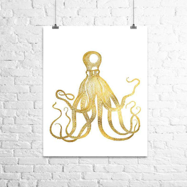 Octopus Gold Foil Print