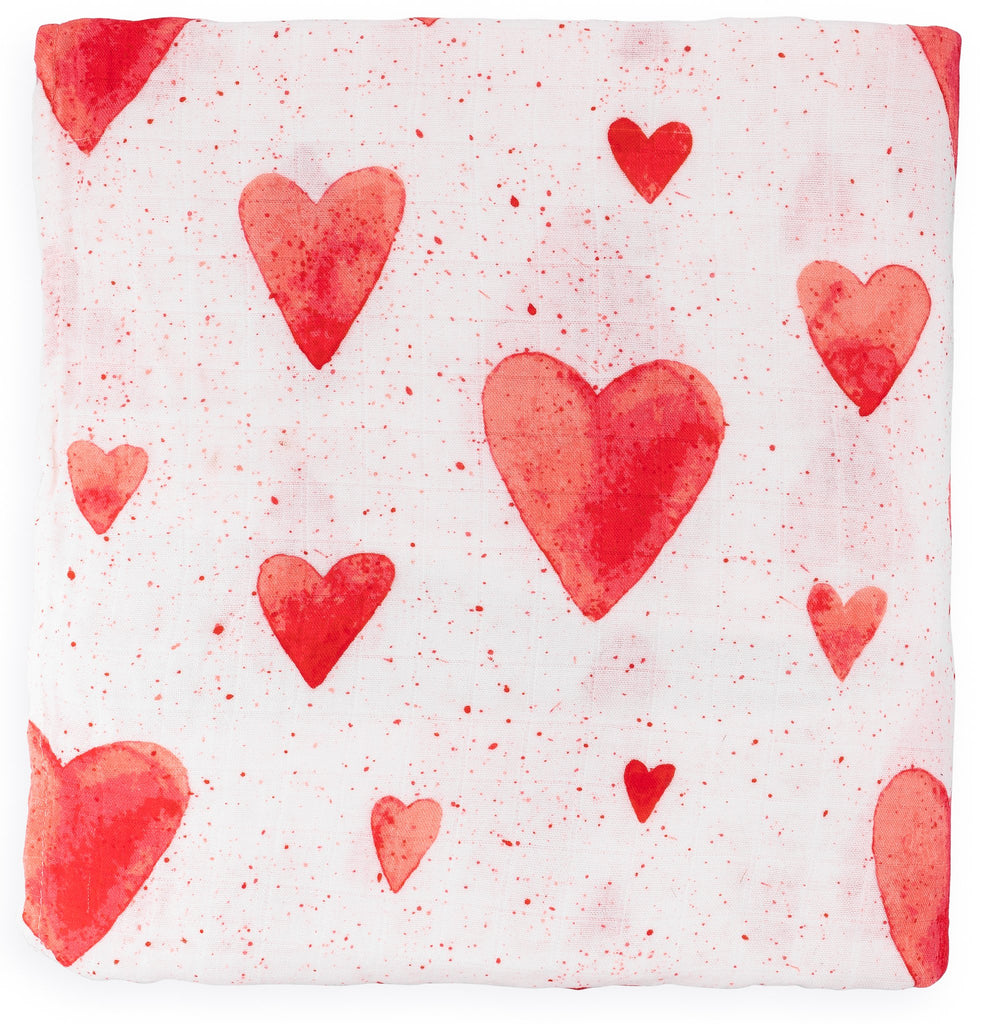 Bamboo Cotton Heart Swaddle Baby Blanket