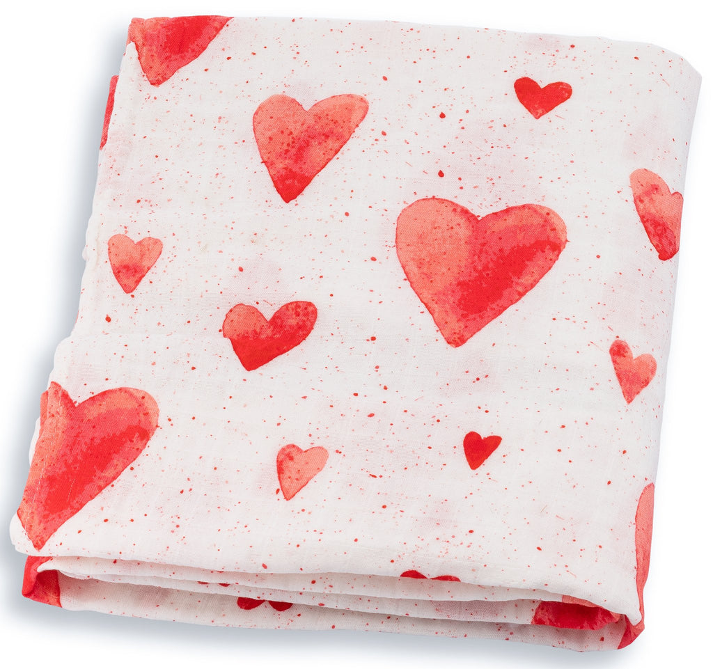 Bamboo Cotton Heart Swaddle Baby Blanket